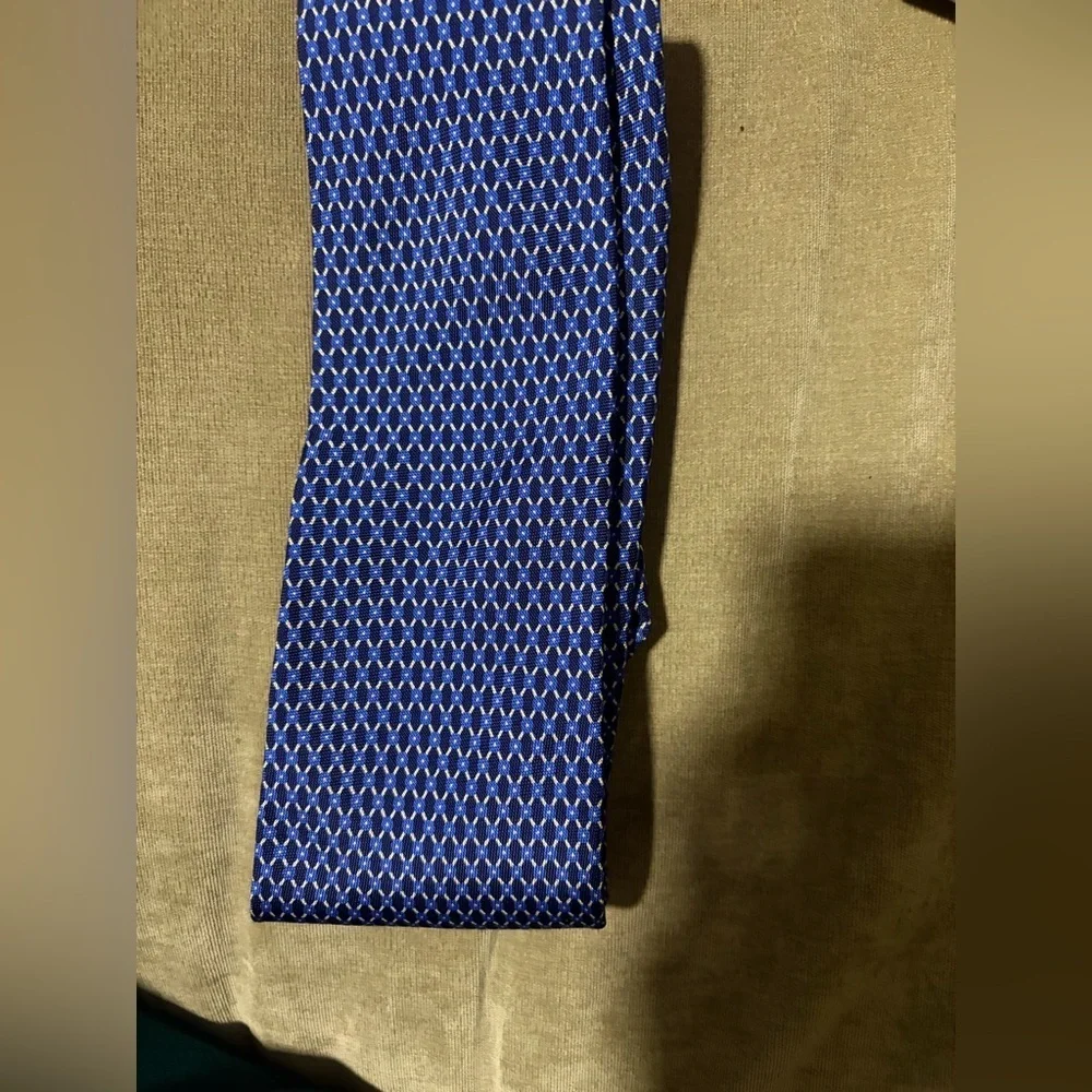 Ralph Lauren Blue Patterned Men's Tie 100 silk made in usa